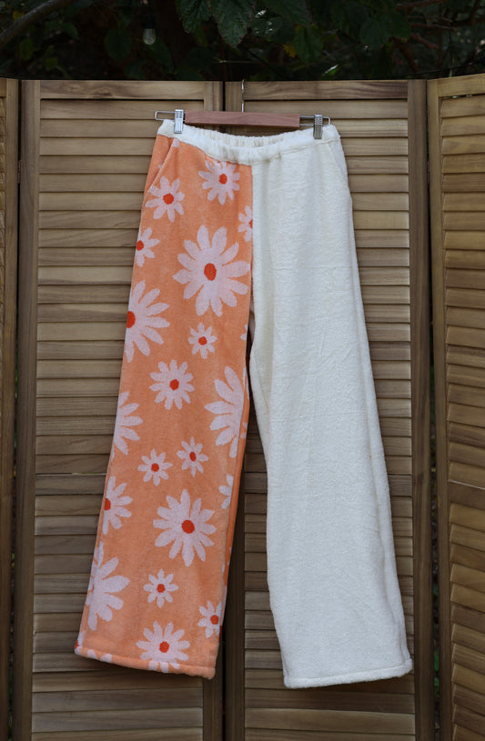 Orange Daisy Towelling Pants (S)