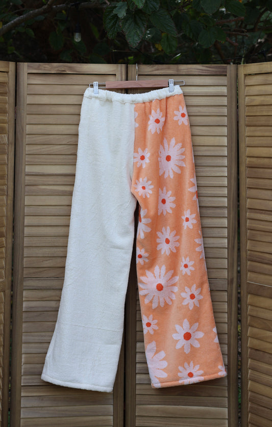 Orange Daisy Towelling Pants (S)