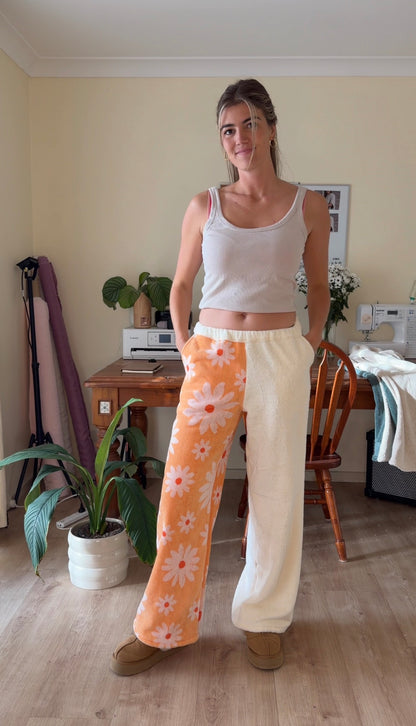 Orange Daisy Towelling Pants (S)